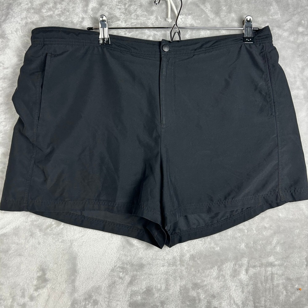 Lands End‎ 16 Womens Black Swimsuit Shorts Elastic Waist Pocket Lined